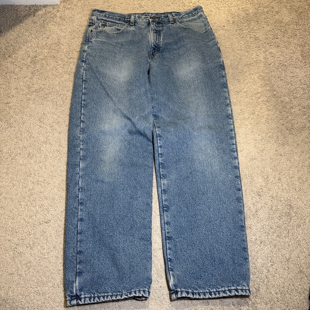 LL L.L. Bean Mens Double L Blue‎ Jeans Fleece Lined 100% Cotton 36W 32L